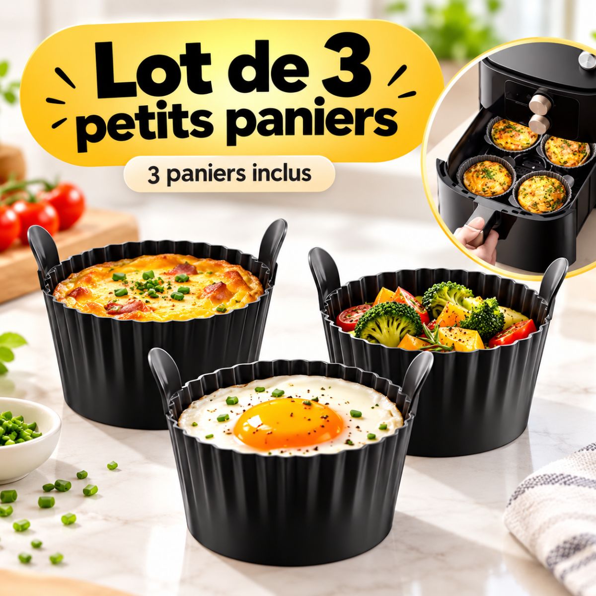 3 pièces - Récipient cuisson parfaite